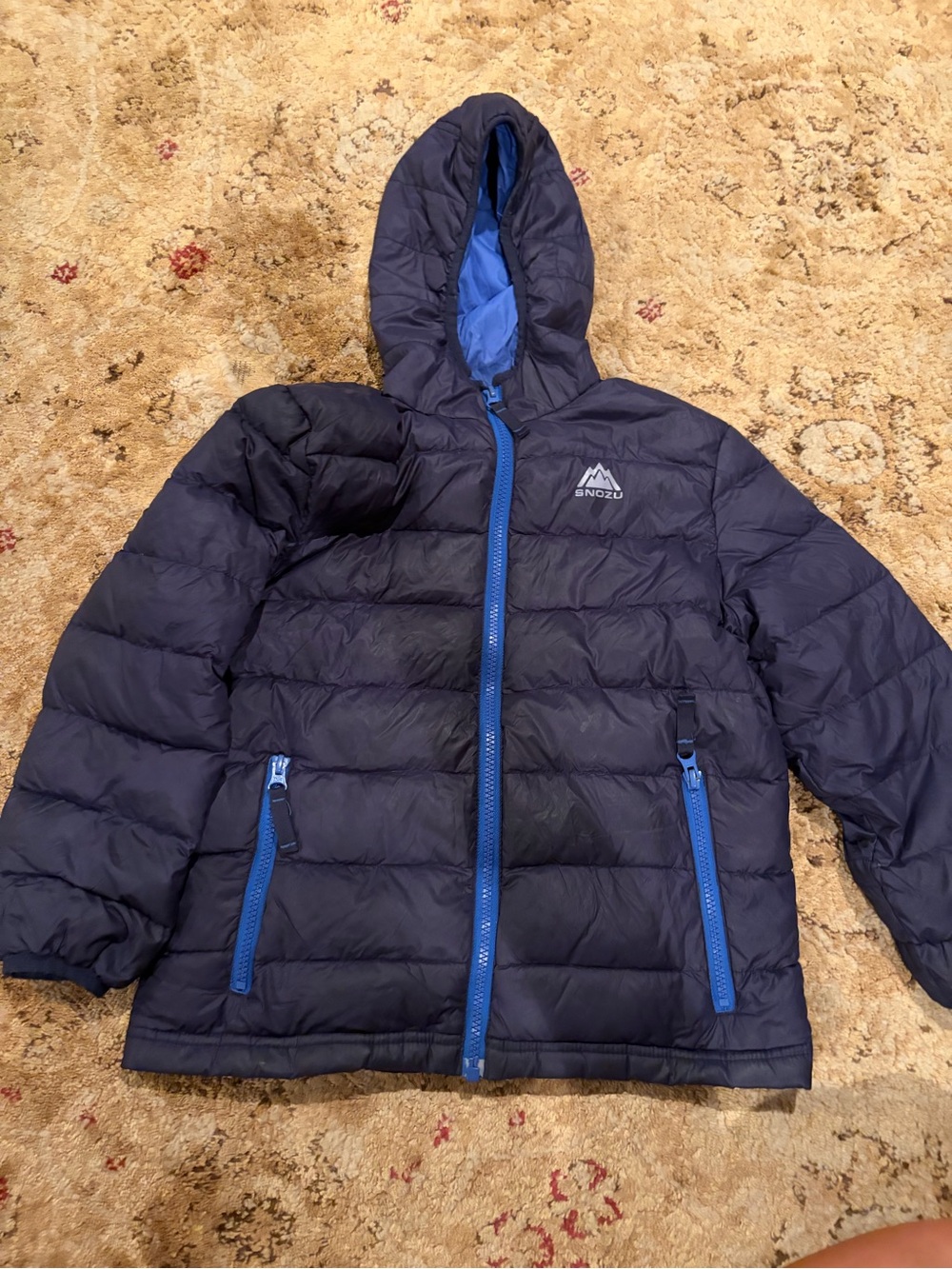 Snozu Kids Navy Puffer Jacket with Blue Trim small 5/6 like new casual neutral